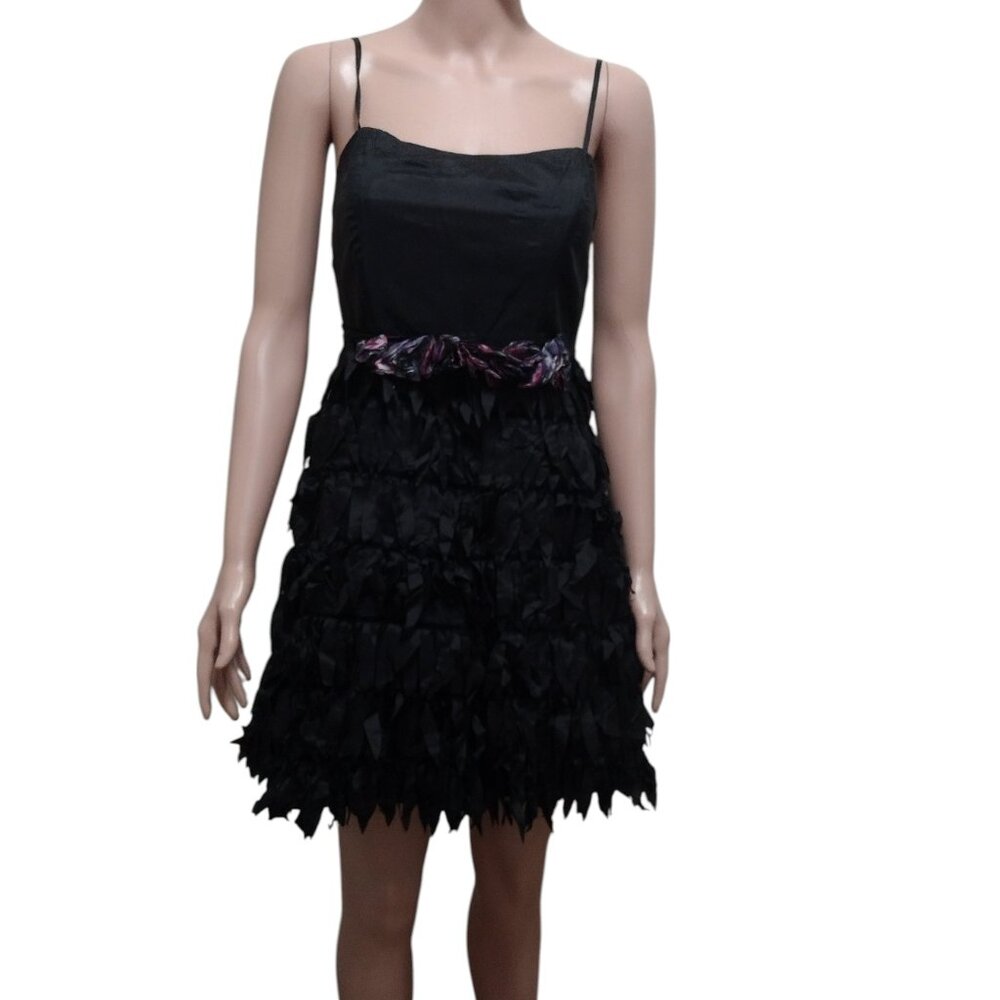 Rachael G. Fringe Summer Dress, Black, Size L